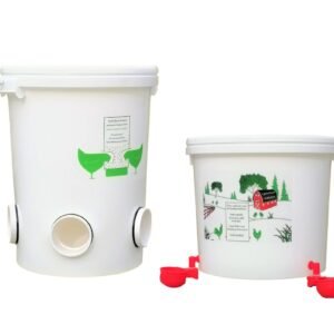 Chicken No waste Feeder 17kg (5 feed ports)+Water drinker 18l with 3 gravity cups