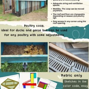 Mobile duck/goose coop, digital plan, innovative cleanup design, Plans in metric scale(cm), Step by Step Guide