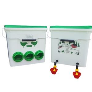 Small birds Feeder 7kg (6 feed ports)+Water drinker 10l with 2 floating cups