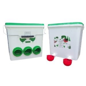 Small birds Feeder 7kg (6 feed ports)+Water drinker 10l with 2 gravity cups