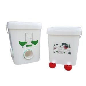 Chicken Square Feeder 20l/14kg(4 feed ports) + Water drinker 18l with 2 gravity cups