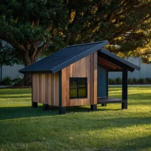 Outdoor Modern Dog House for small/medium breeds – Plans and sketches in metric scale (cm)