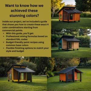 Outdoor Modern Dog House for small/medium breeds – Plans and sketches in metric scale (cm)
